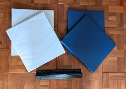 Photo of free 3-ring bunders and hole punch (Groton) #1