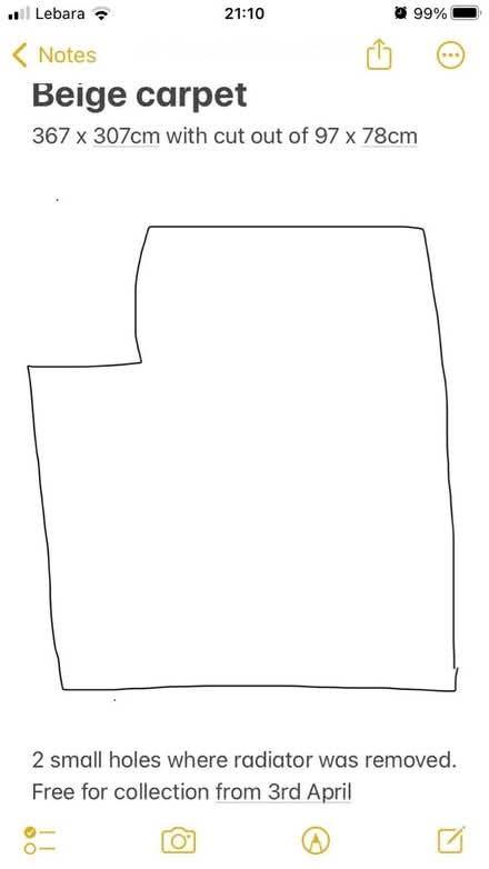 Photo of free Beige carpet (Wheatley OX33) #1