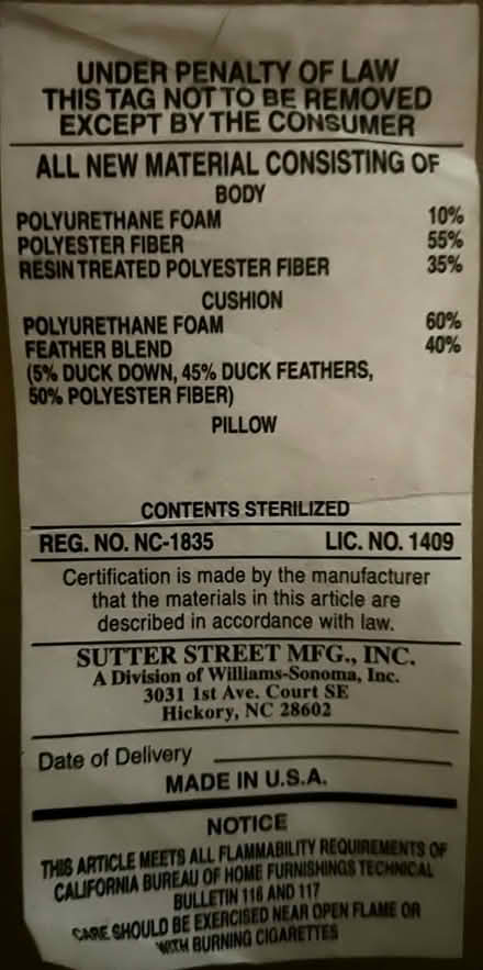 Photo of free Pottery Barn Couch and Chair (Hoffman Estates) #4