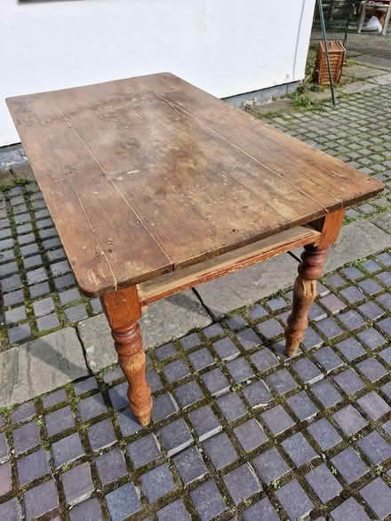 Photo of free Pine table with one large drawer (Chirk LL14) #4