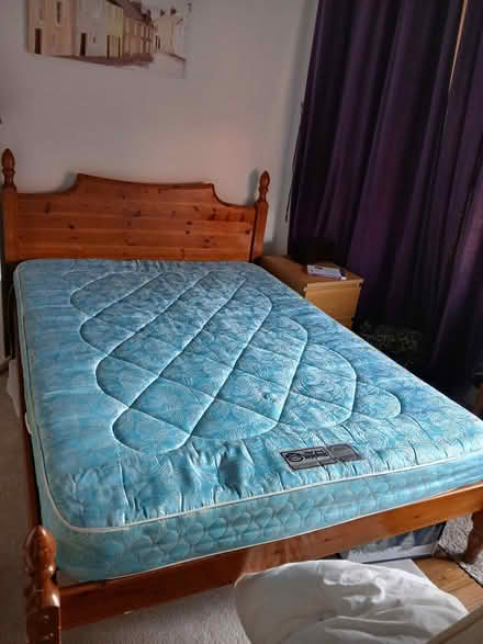 Photo of free Double bed frame + mattress + mattress protector (Dunfermline KY12) #1