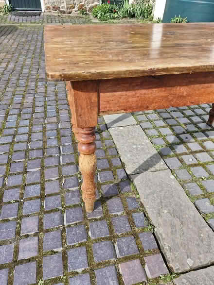 Photo of free Pine table with one large drawer (Chirk LL14) #3