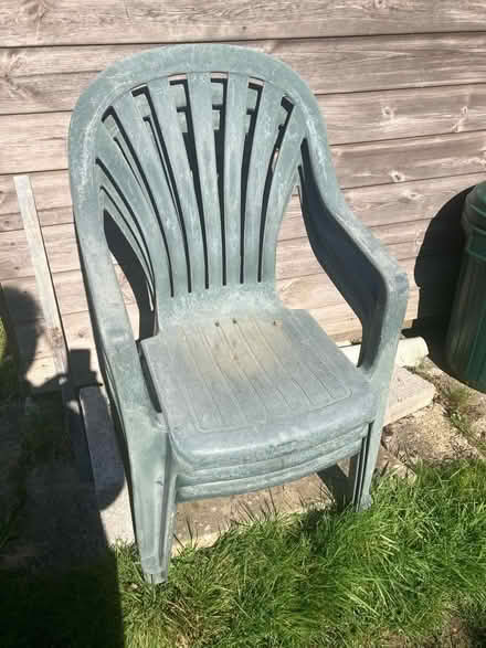 Photo of free 3 plastic garden chairs (Keynsham Memorial Park BS31) #1