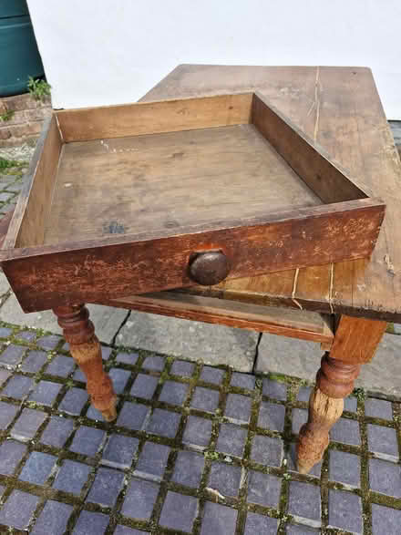 Photo of free Pine table with one large drawer (Chirk LL14) #2