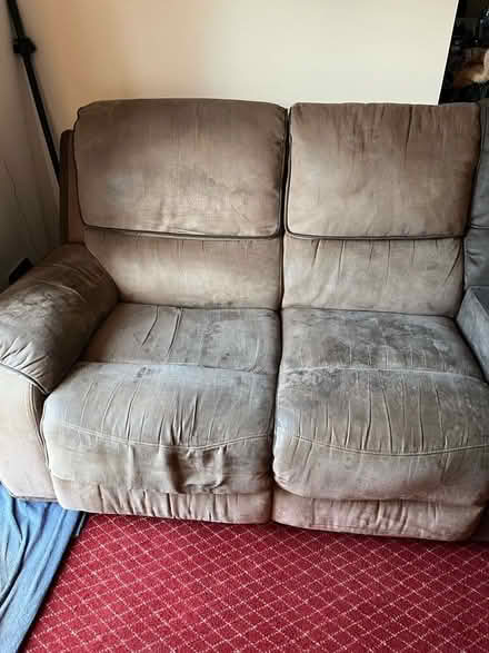 Photo of free Suede Four Seater Two Recliner Sofa (TN24) #1