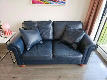 Photo of free 2 seater leather sofa/footstool (AL4) #1