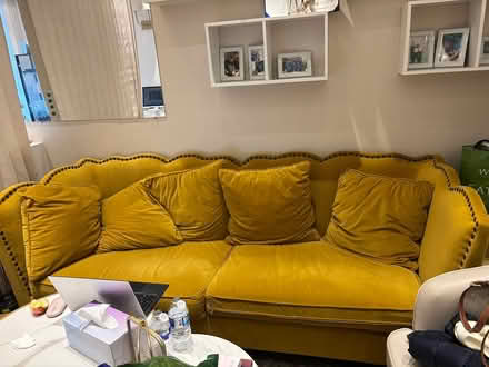 Photo of free Four seater golden velvet sofa (WC1B 5AG) #2