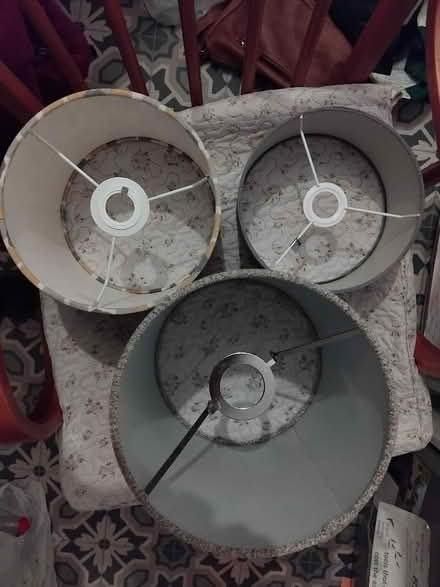 Photo of free 3 nearly new lampshades, yellow/grey (Heeley Green S14) #2