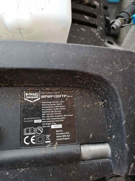 Photo of free MACALLISTER MPWP130FTP Pressure washer for Repair or spares (Hawkley WN3) #2