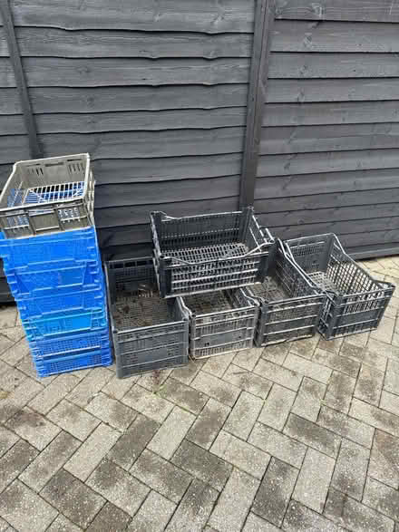 Photo of free Plastic storage crates x 13 (Fy8 2hl) #1