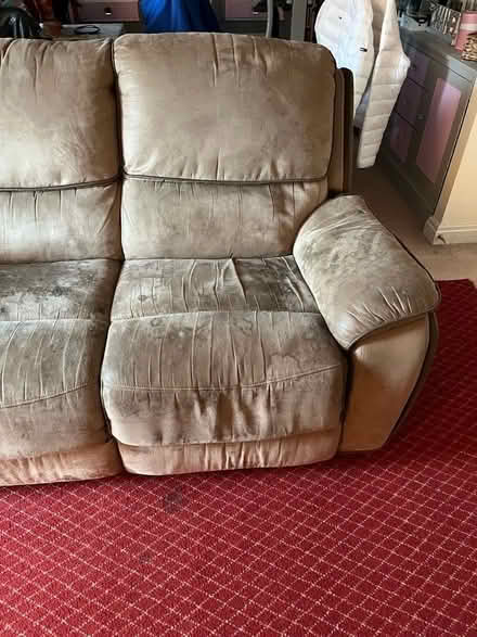 Photo of free Suede Four Seater Two Recliner Sofa (TN24) #3