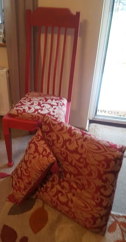 Photo of free Red chair with matching cushions (Frimley Green GU16) #1