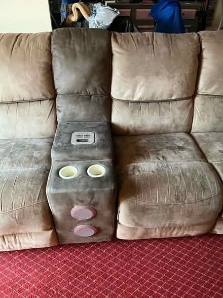 Photo of free Suede Four Seater Two Recliner Sofa (TN24) #2