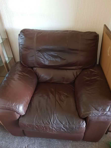 Photo of free Brown Leather DFS chair (Mickleover DE3) #1