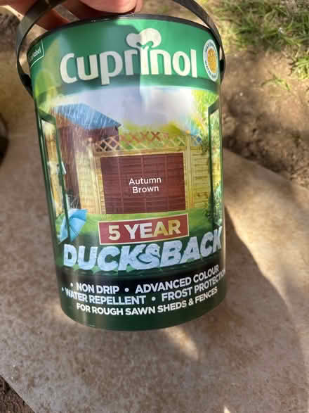 Photo of free Shed/fence paint - Autumn Brown new (Epping, CM16) #1