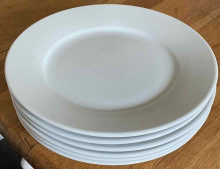 Photo of free 6 simple white dinner plates (Lowther CA10) #1
