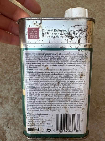 Photo of free Worktop oil - not open/used (Epping, CM16) #2