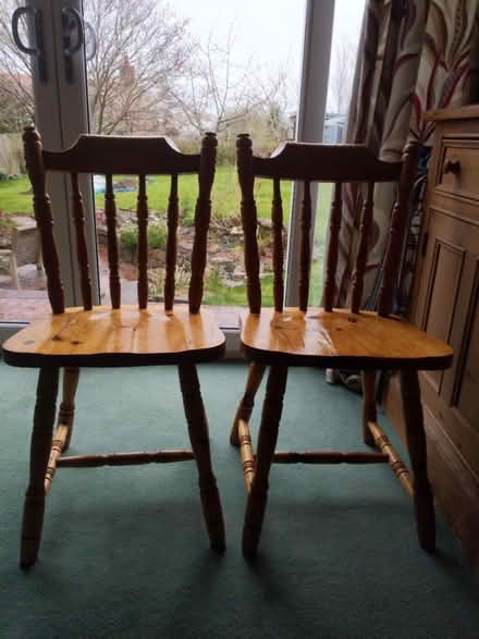 Photo of free Pair of pine chairs (WA6 Frodsham.) #1