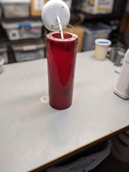 Photo of free Red glass hanging lamp (Maple Leaf) #1