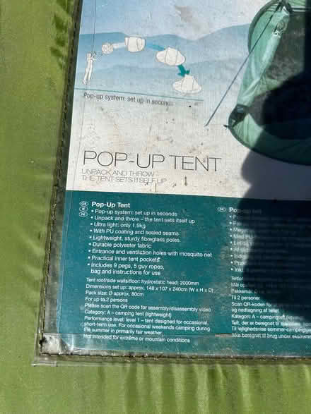 Photo of free Pop up tent (Epsom KT19) #2
