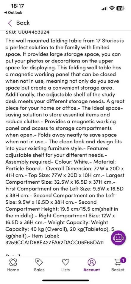 Photo of free Floating desk (CR2) #4