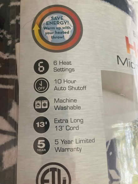 Photo of free Heated Microplush Blanket (Highland Ave, RWC) #2