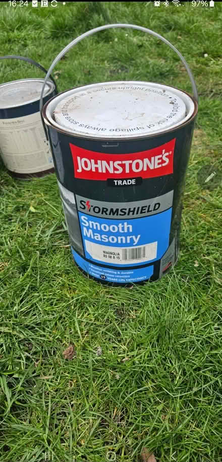 Photo of free Johnstons weathershield smooth masonry paint magnolia 10L (Bishop Middleham DL17) #1