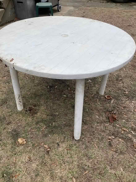 Photo of free Plastic outdoor table-white (East Arlington) #1