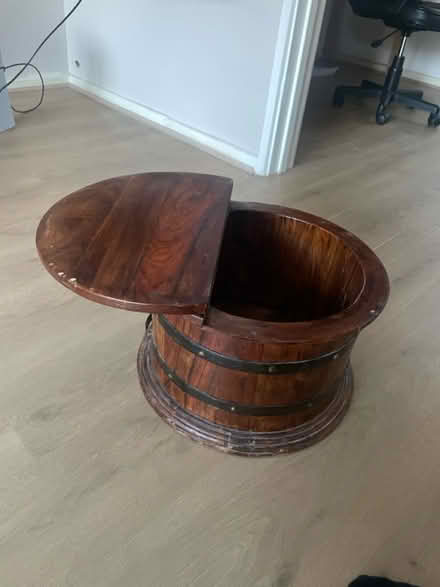 Photo of free Wooden barrel storage table (West Ewell KT19) #2