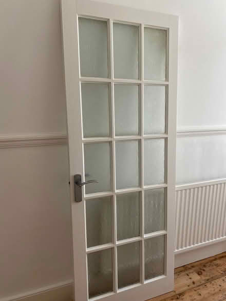Photo of free White wooden door with glass panels (Fulham Palace Rd SW6) #1