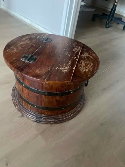 Photo of free Wooden barrel storage table (West Ewell KT19) #1