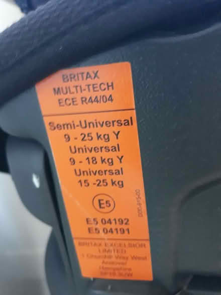 Photo of free Britax child car seat (Fords Farm RG31) #3