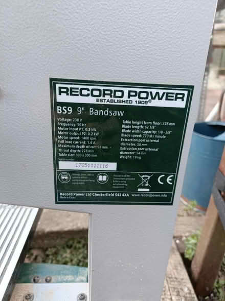 Photo of free Record BS9 band saw (Shirley CR0) #2