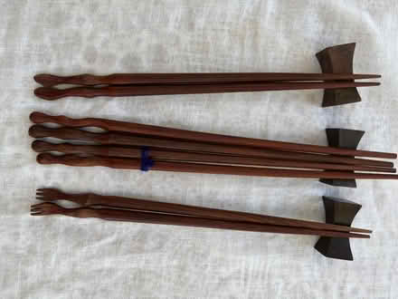 Photo of free Chopsticks - wood. 4 pairs. 3 rests (Fareham PO16) #1