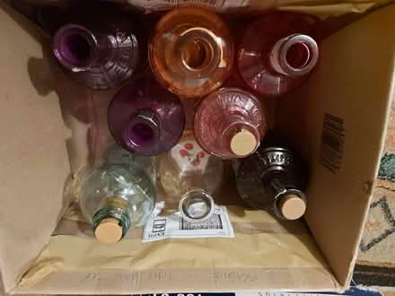 Photo of free 24 blue gin bottles, 8 pink/purple-empty for decoration (Wildridings RG12) #1