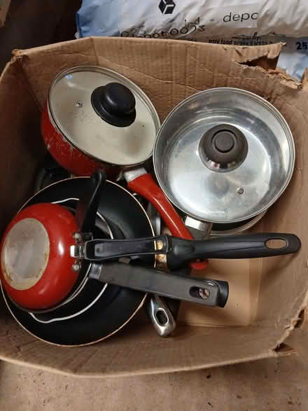 Photo of free 1 box of saucepans (Woodley RG5) #1