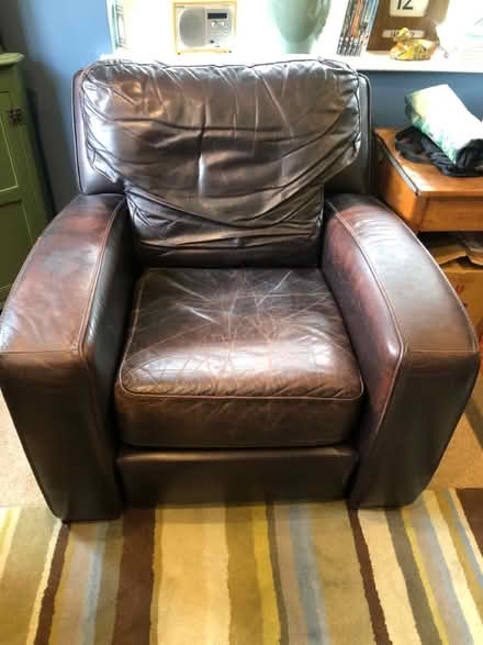 Photo of free Brown leather armchair (Knutsford WA16) #1