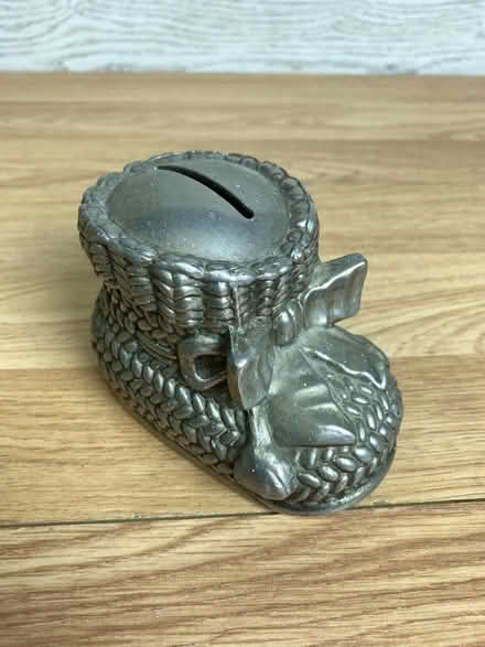 Photo of free silver babies bootee money box (Highbury Barn N5) #1