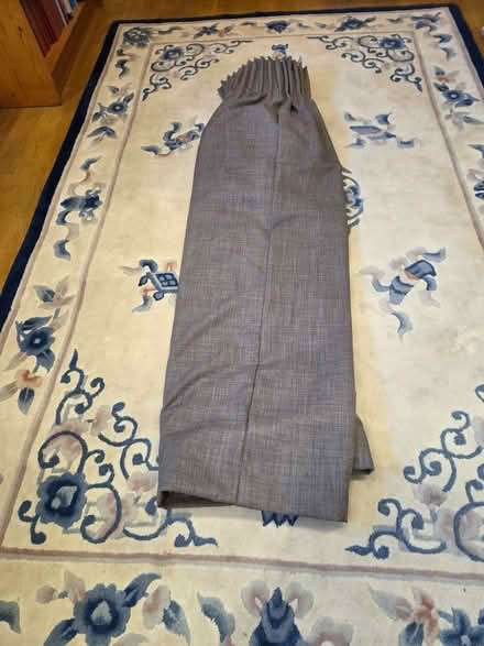 Photo of free Pair of textured large, lined curtains pale brown (Staveley LA8) #3