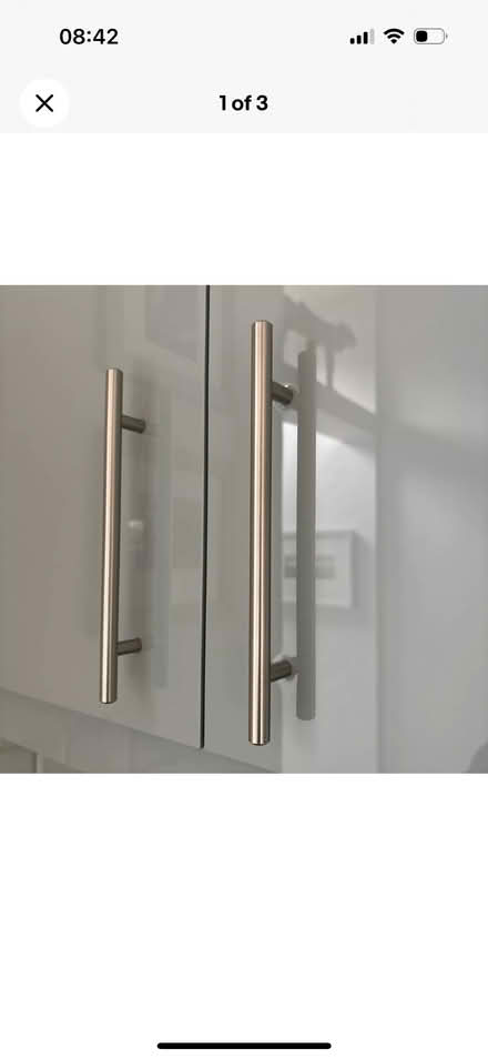 Photo of free 2 T BAR HANDLES Nickel/Silver Kitchen Wardrobe Drawer Cabine (NW10) #1
