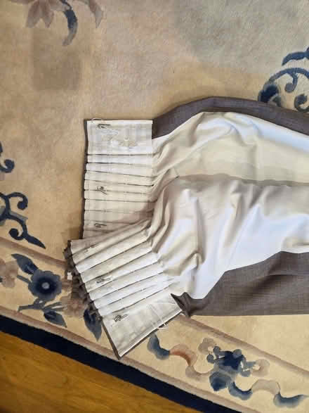 Photo of free Pair of textured large, lined curtains pale brown (Staveley LA8) #4