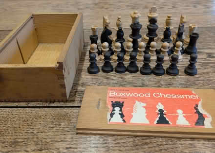 Photo of free Set of small boxwood chess pieces. (Finstall B60) #1