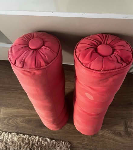 Photo of free Cushions x 2, light red, cylinder (HA8 / Edgware) #2