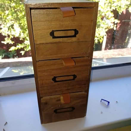 Photo of free 3 drawer small wooden storage (Denton's Green WA10) #1