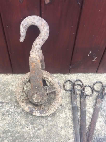 Photo of free Old pulley hook and dressmaker scissors (Lamonby CA11) #2