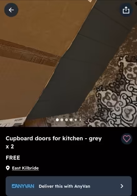 Photo of free Cupboard doors kitchen grey x2 (East Kilbride) #1