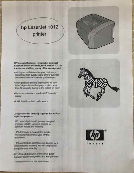 Photo of free HP LaserJet 1012 printer (Worcester 01602) #2
