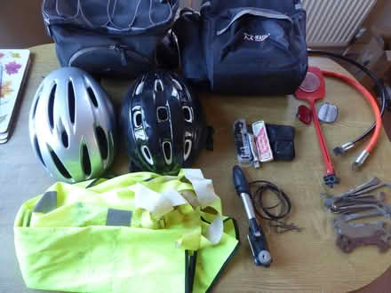 Photo of free Bike bits. Helmets, saddlebag, locks etc (Fareham PO15) #1