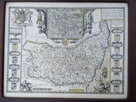 Photo of free Small Side table, Old map of East Anglia / Suffolk (IP3) #3