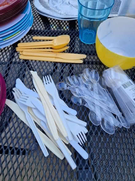 Photo of free Collection of mostly plastic picnicware (Jersey Farm AL4) #3